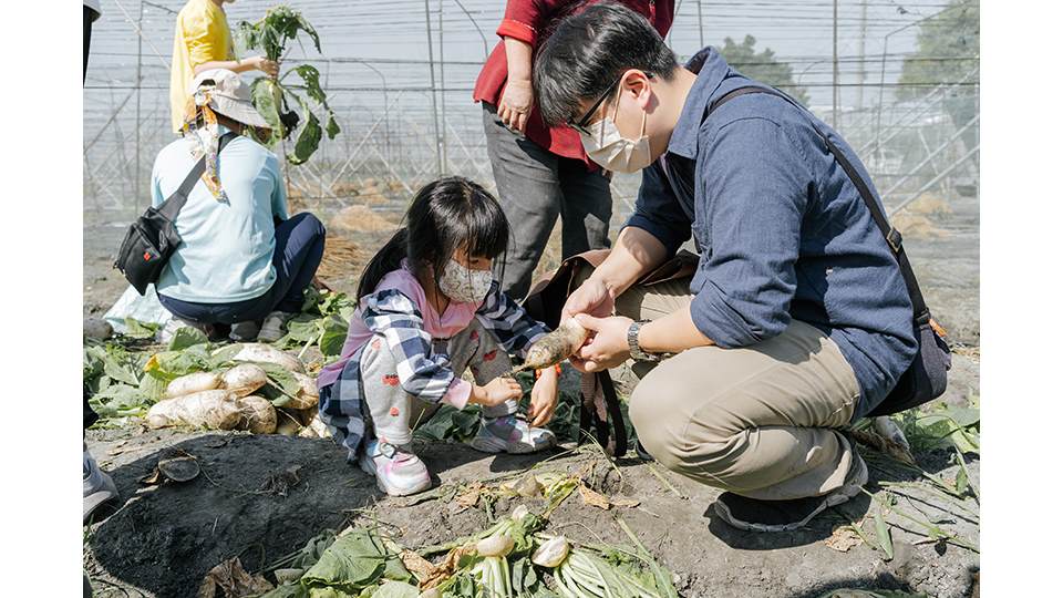 收成蘿蔔的過程讓大、小朋友們加深了與土地的連結。